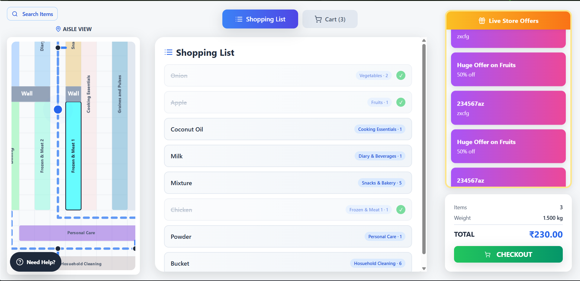 Cartify Smart Cart Display Interface