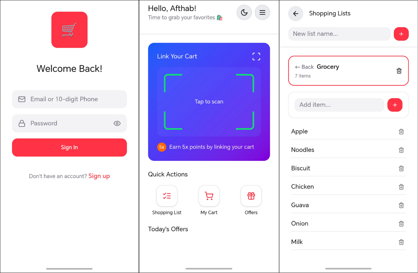 Cartify Mobile App - Shopping List